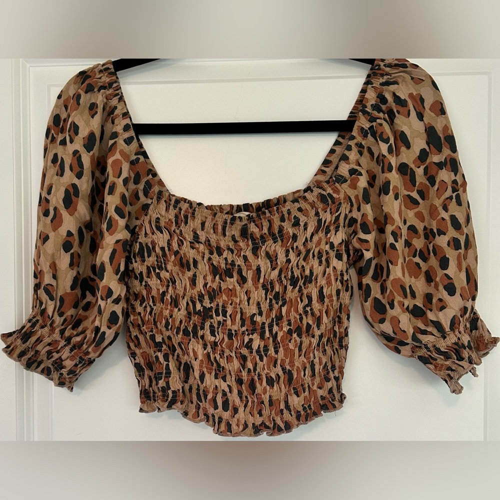 Anthropologie By Together Women’s M Leopard Print Crop Top